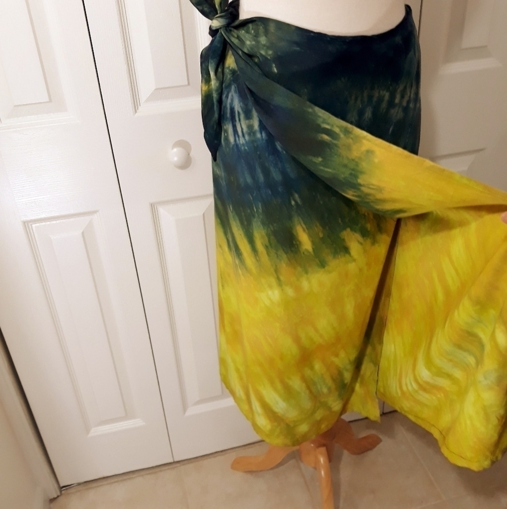 Dharma Trading Co Wrap Beach Rayon Tie Dyed Skirt Boho Size Small/Medium